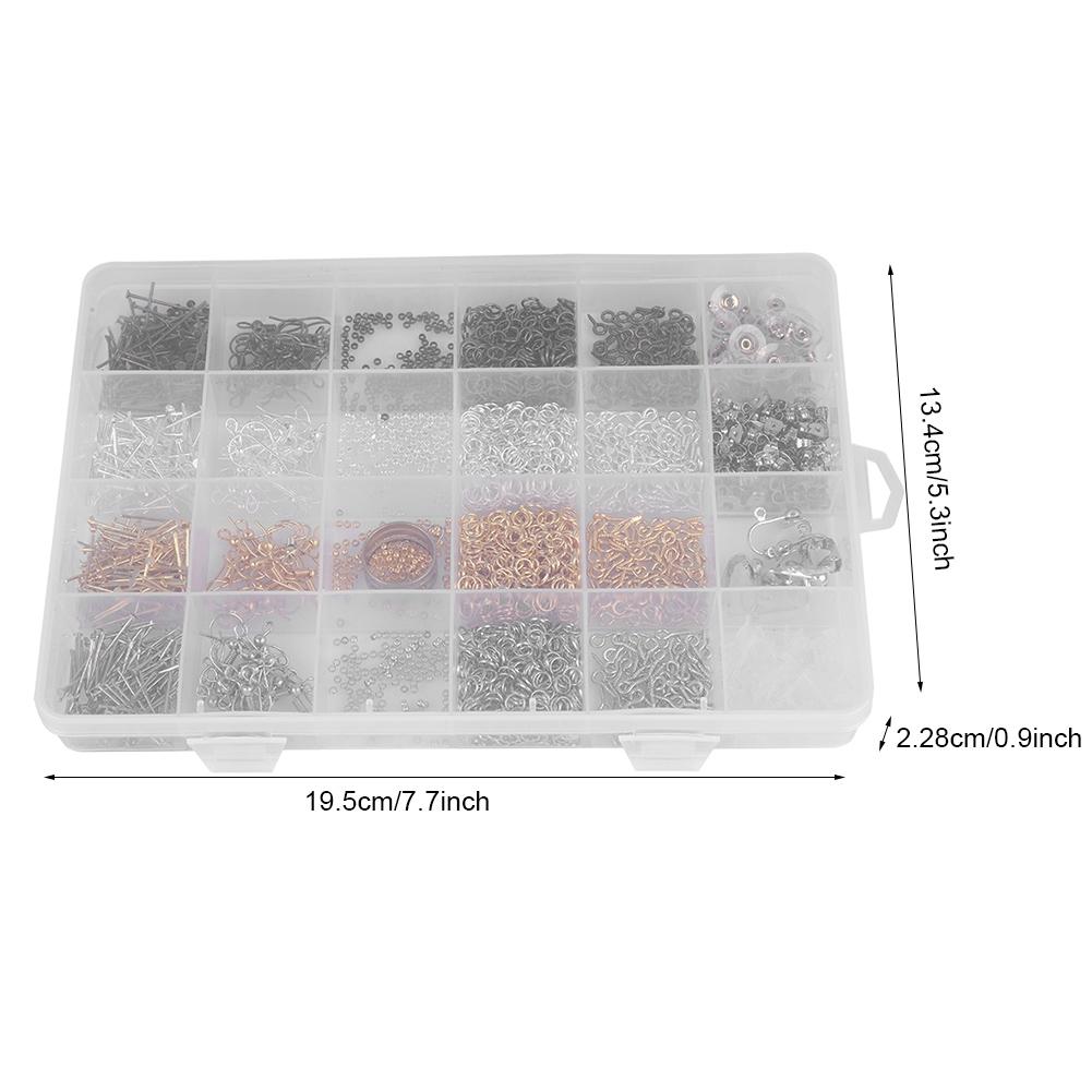 24 Grid Mixed Steel Jump Rings Earring Hooks DIY Jewelry Findings Set Kit Accessories