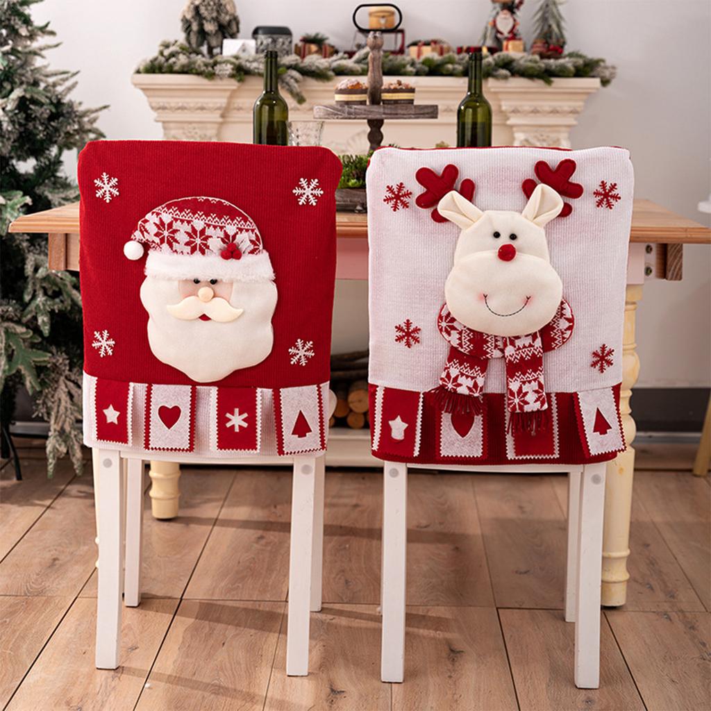 Chair Back Cover Xmas Dining Chair Cover Dinner Chair Seat Cover for Christmas Holiday Festival Decor