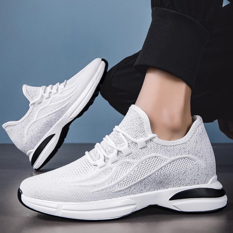 Summer Mesh Breathable Heightening Shoes Men Casual Sneakers Breathable Lace Up Sports Shoes 4/6/8CM Leisure Height Shoes 37-43