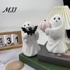 Spooky Ghost Decor Ornament, Bat Pumpkin Model Halloween Decoration, Resin Durable Ornament Figurine for Home Desktop Garden