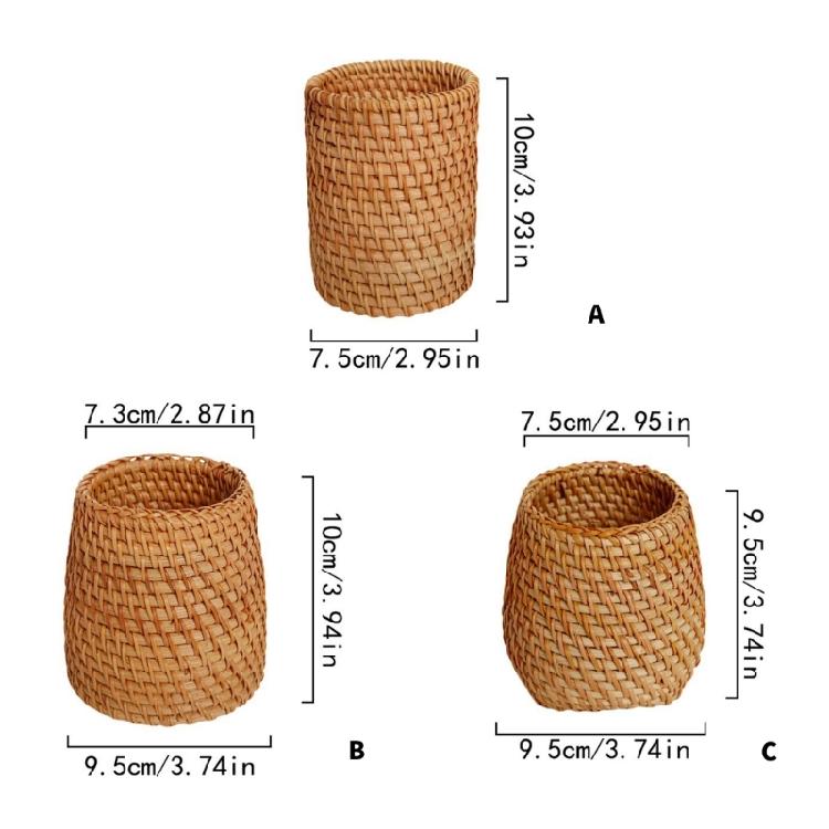 Natural Rattan Pen Stand Multipurpose Desktop Organiser Storage Container For Home Offices Desk Accessories Management