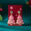 Delicate Pink Drop Oil Christmas Tree Drop Earrings for Women Sweet Colorful Wreath Bulb Earrings New Year Party Jewelry Gifts