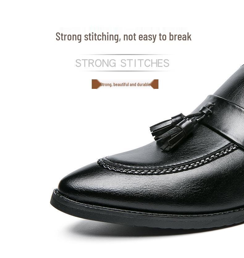 Men's Retro Slip-On Tassel Leather Loafers - Pointed Toe, Large Size, Low-Top Outdoor Casual Shoes