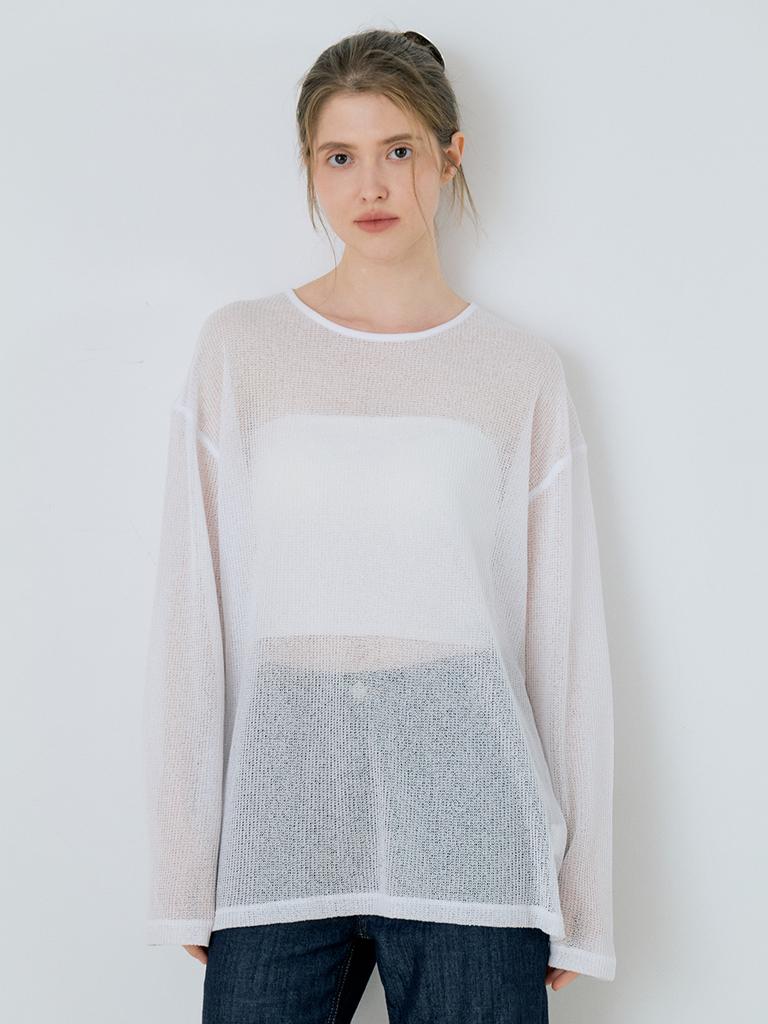 Leusejiem Basic Linen Sheer Knit - White