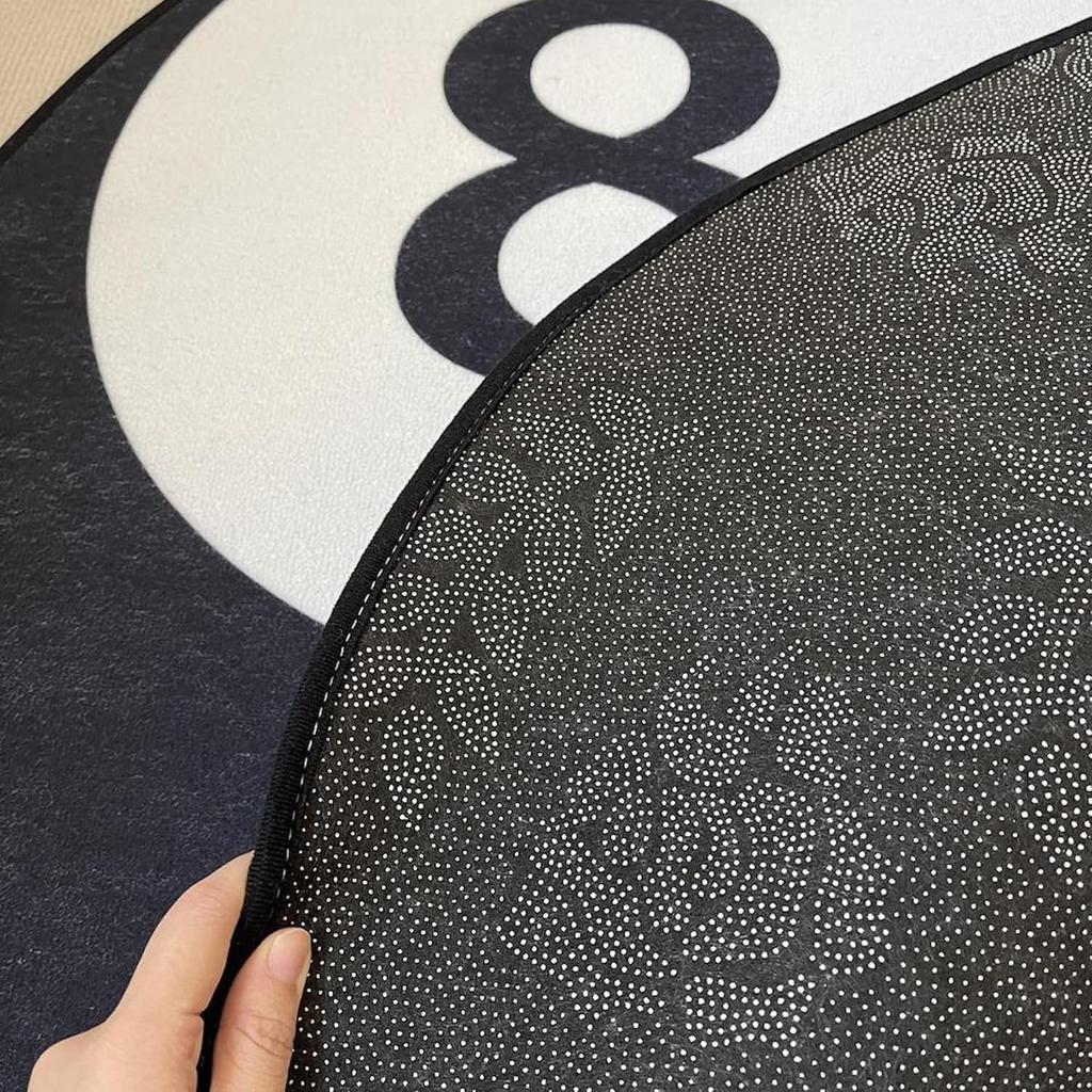 Black Eight Ball Imitation Cashmere Round Carpet Home Decoration Non-Slip Soft Living Room Bedroom Cloakroom Floor Mat
