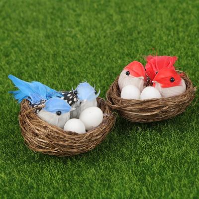 1 Takım Yapay Tüylü Kuşlar ve Yuva ve Yumurta Yaratıcı Zanaat Kuşlar Heykel