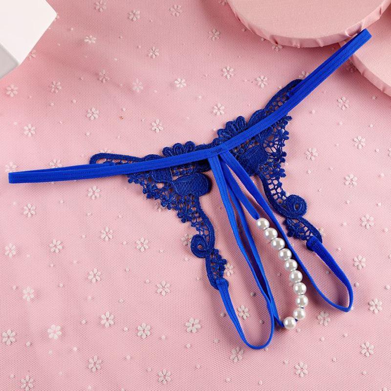 Women Panties Sexy Lingerie G-string  Hong Thin Rope Hollow Open File Beaded Pearl No Trace Breathable Underwears