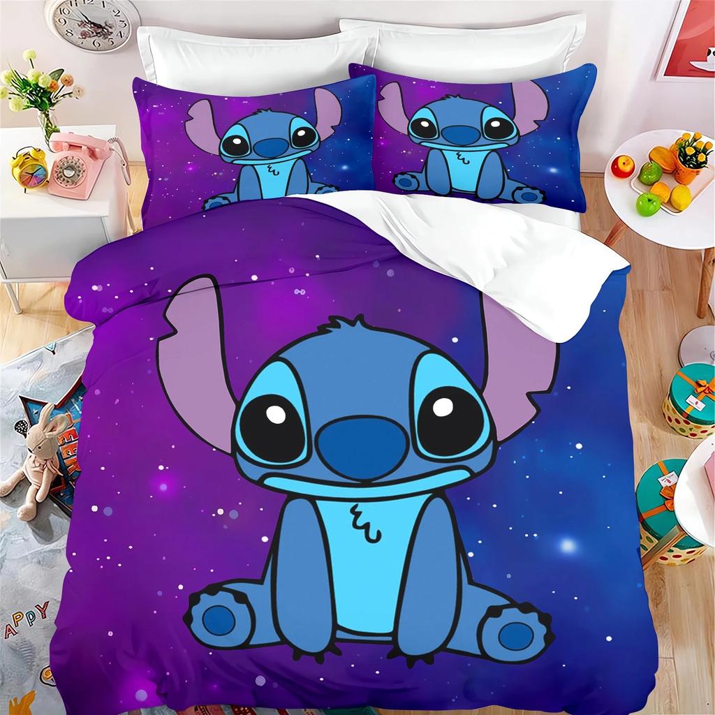 Hot Sale 3D Cool Stitch Cute Anime Kids Duvet Cover with Pillowcases Cartoon Bedding Sets Gifts for Girls Boys Kids Adults