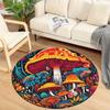 Cute Mushroom Round Area Rug – Soft Washable Carpet for Bedroom or Entryway – Non-Slip Floor Mat, Nature-Inspired Balcony Decor