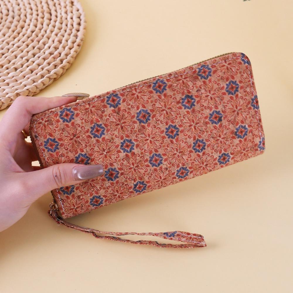 

Retro Flower Printing Wallets Women Long Style Multiple Card Slots Coin Purse Zipper PU Card Holder Women