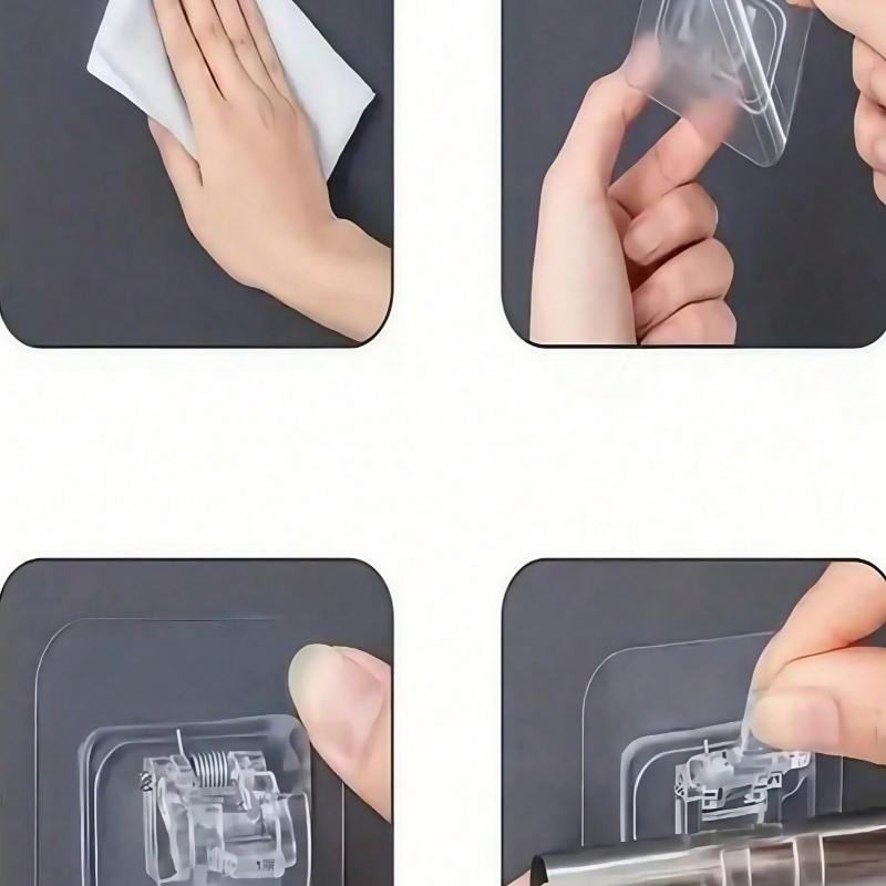 1pcs Glass Curtain Holder  Adjustable Curtain Holder Without Drilling, Wall Hooks For Curtains, Towel Hooks, Kitchen Bathroom Accessories