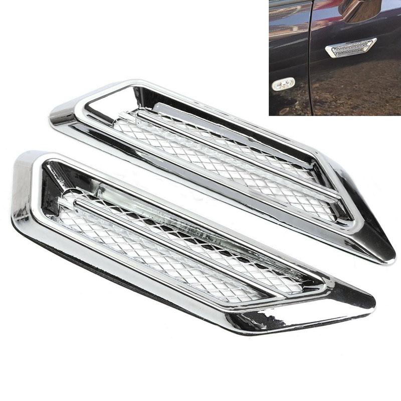 2pcs Chrome Car SUV Air Flow Fender Side Vent Decoration Sticker For BMW Benz