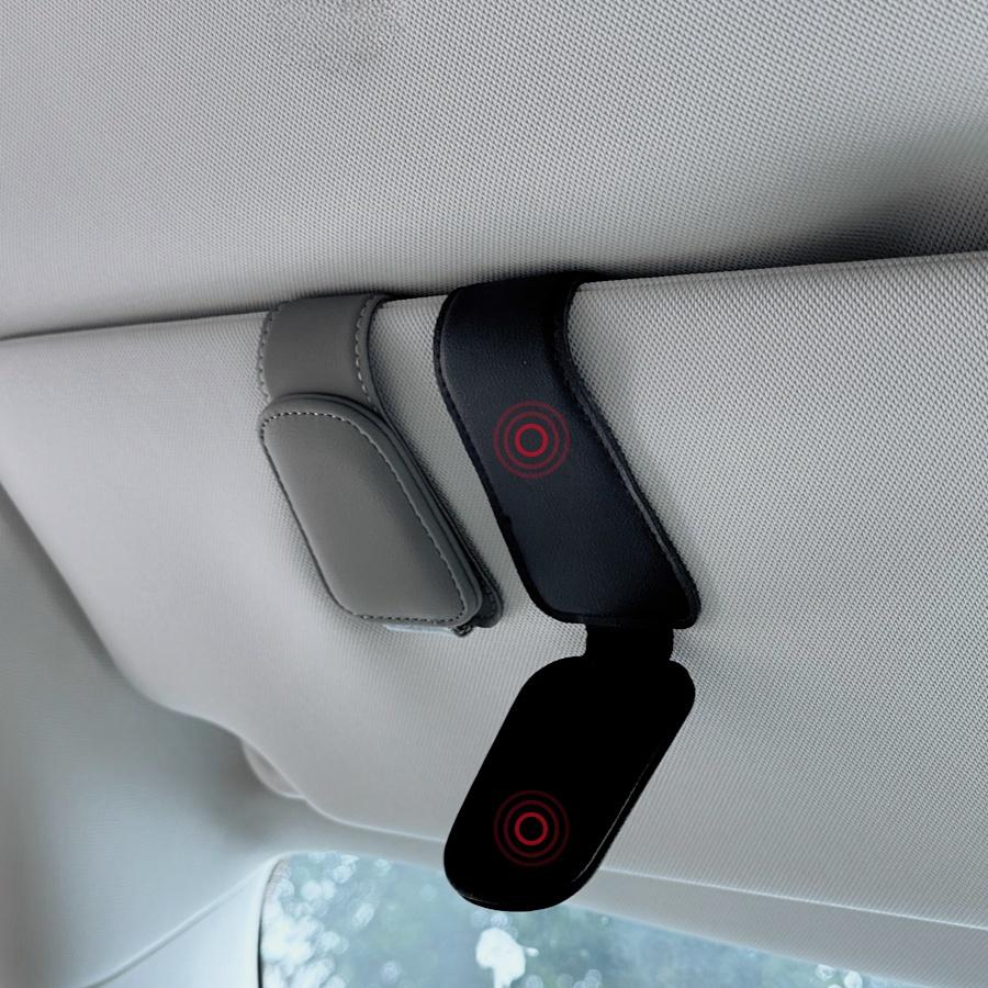 Car Sunglasses Clip, Car Sunshade Magnetic PU Leather Sunglasses Clip, Glasses Clip, Car Interior Sunshade Accessories