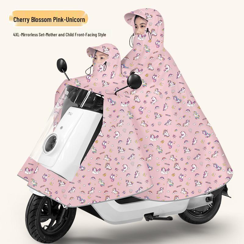 Parent-Child Raincoat for 2025: XL Front-Mounted Electric Scooter Double-Person Poncho