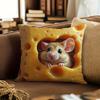 1 Stück Niedliches Maus & Käse Kissen, Verspieltes Tierdruckkissen, Ideales festliches Geschenk für Heimdekoration & Wohnraum im Herbst-Thema