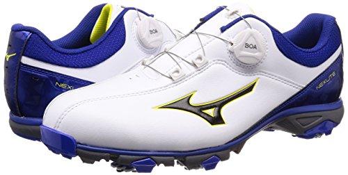 Mizuno Nexlite 005 Boa Men's Golf Shoes, 3E Spikes, White/Blue, Size 28.0cm