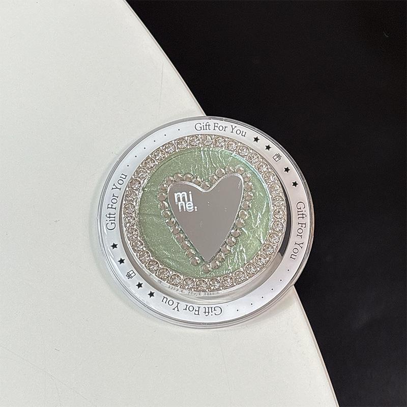 Leather Heart-Shaped Magnetic Phone Holder & Mirror with Finger Ring