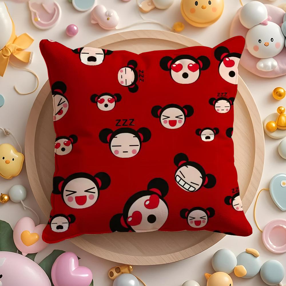 European P-Puccas Pillow Case Soft Plush Fabric Double-Sided Printed Cushion Cover Warm Winter Sofa Pillow Case