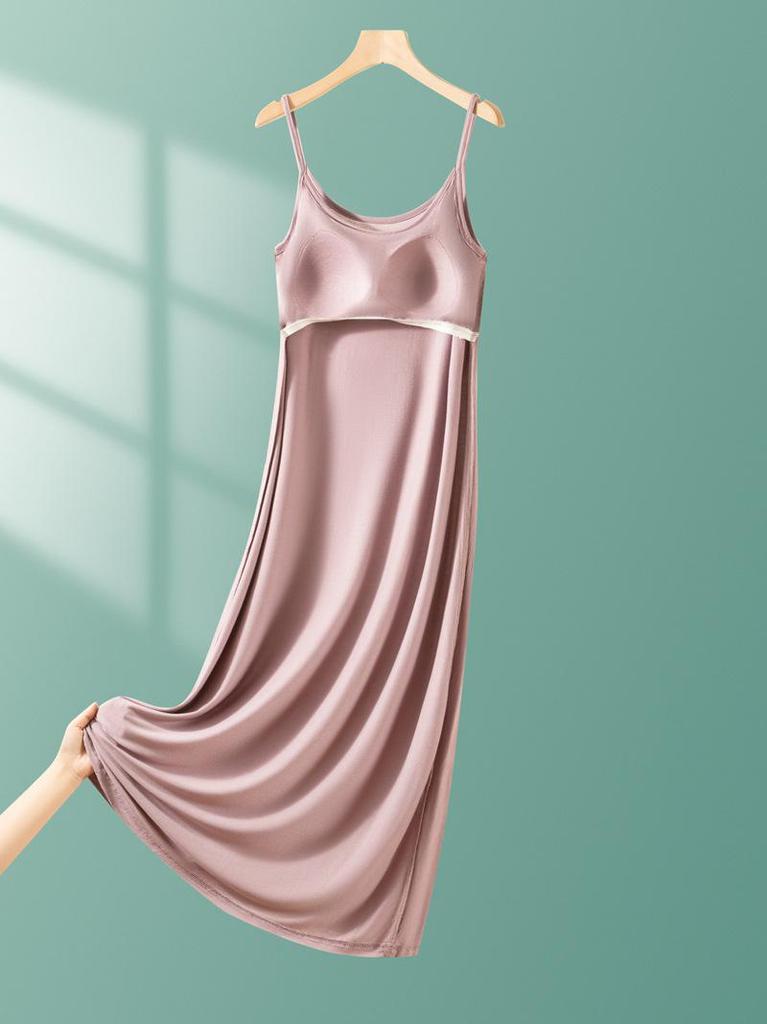 Modal Strappy Built-in Bra Summer Sleeveless Dress for Women 2025