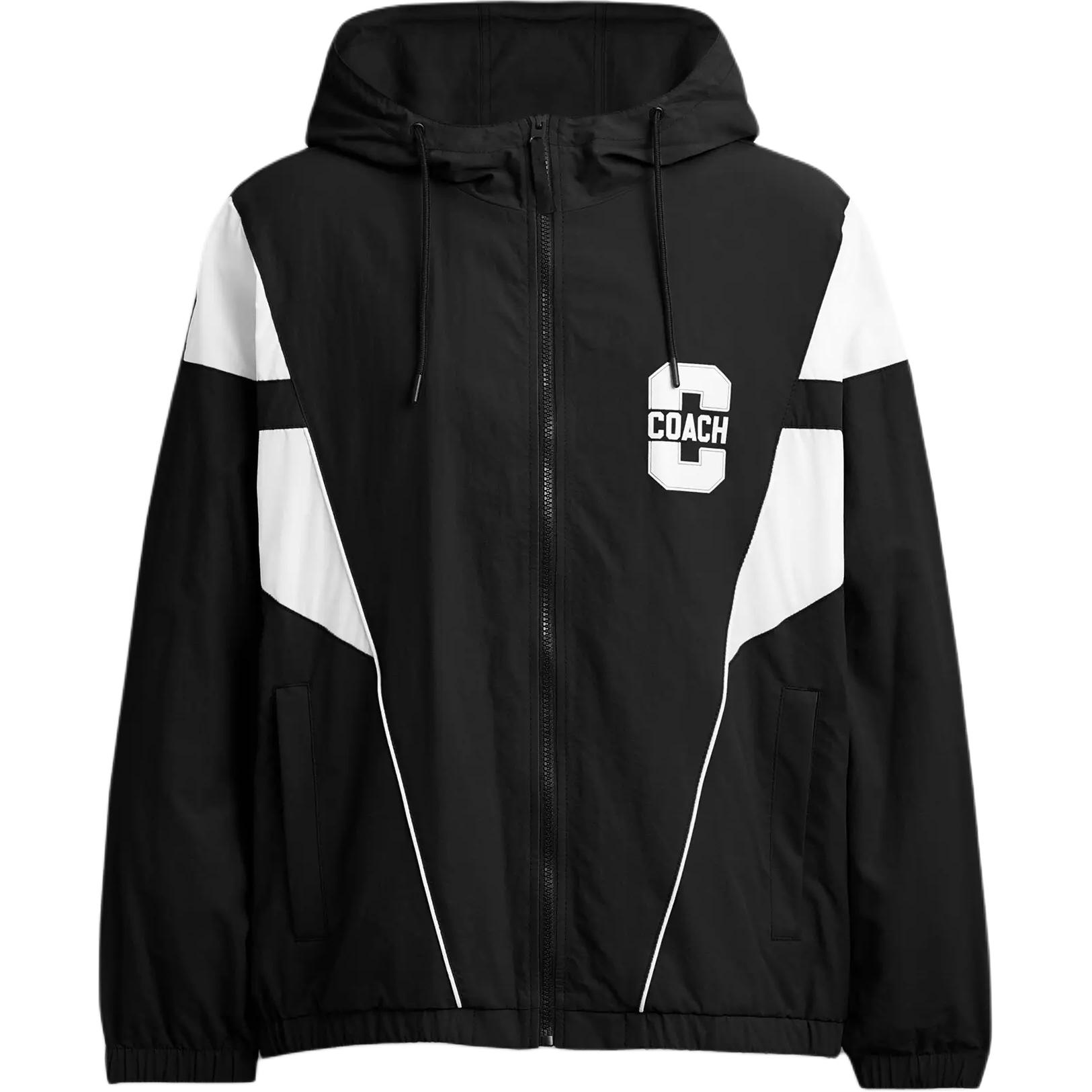 

Coach SS25 Hooded Color Block Jacket Men Jacket Black White CY417-BLK XL