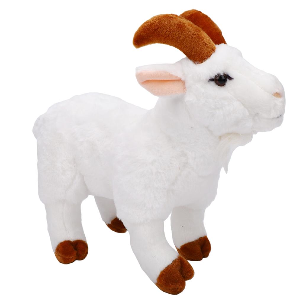 Goat Plush Toy Soft Adorable Realistic Goat Stuffed Animal for Birthday Present Home Ornament White