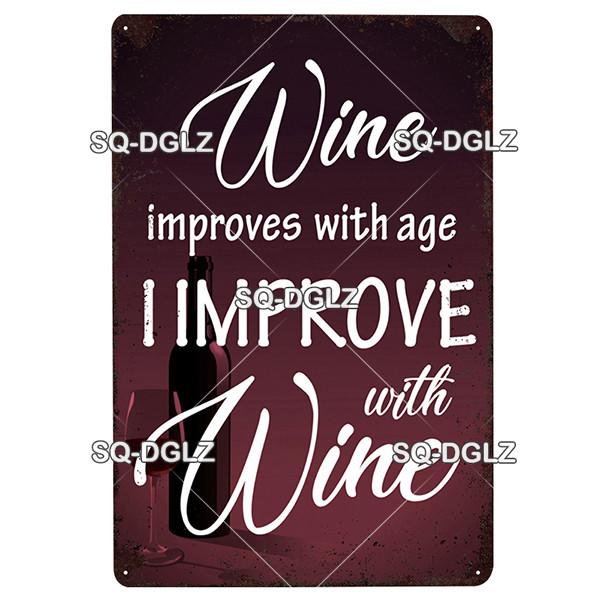 [SQ-DGLZ] Wine Metal Sign Vintage Tin Sign Bar Wall Decor Metal Crafts Home Decor Painting Plaques Art Poster Custom