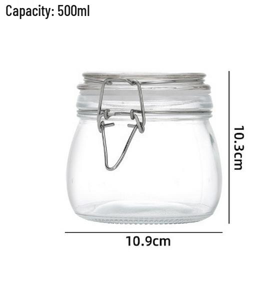 In Stock Transparent Graduated Glass Storage Jar with Sealed Buckle for Moistureproof Tea or Mason Jar Storage