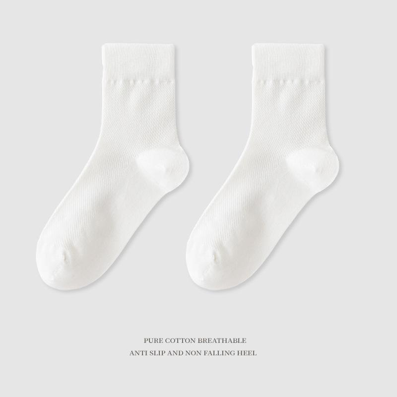 Men's Summer Thin Pure Cotton Mid-calf Socks, Mesh Breathable, Antibacterial and Deodorizing Spring and Autumn Casual Business Socks