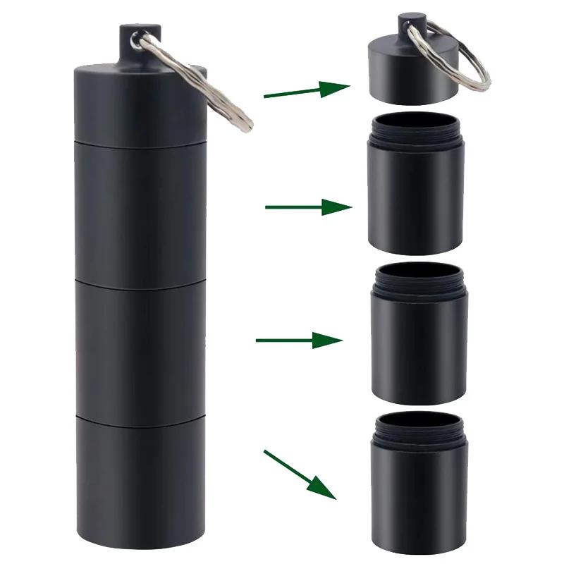 Mini Portable Aluminum Waterproof Pill Box Shell Sealed 3-hour Grid One Day Organizer Tablet Travel Medical Vitamin Fish Oil.