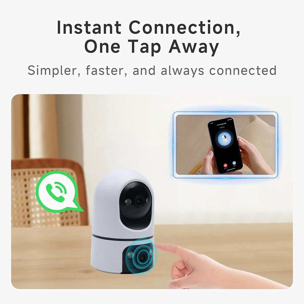 Hot-Selling 2K Dual-Screen Pan-Tilt Indoor Wireless Camera with One-Key Call & WiFi Monitoring