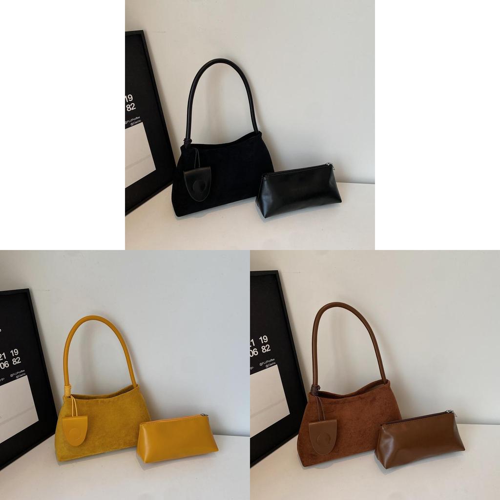 Retro Suede Underarm Bag For Women Pu Material Crossbody Purse Daily Use