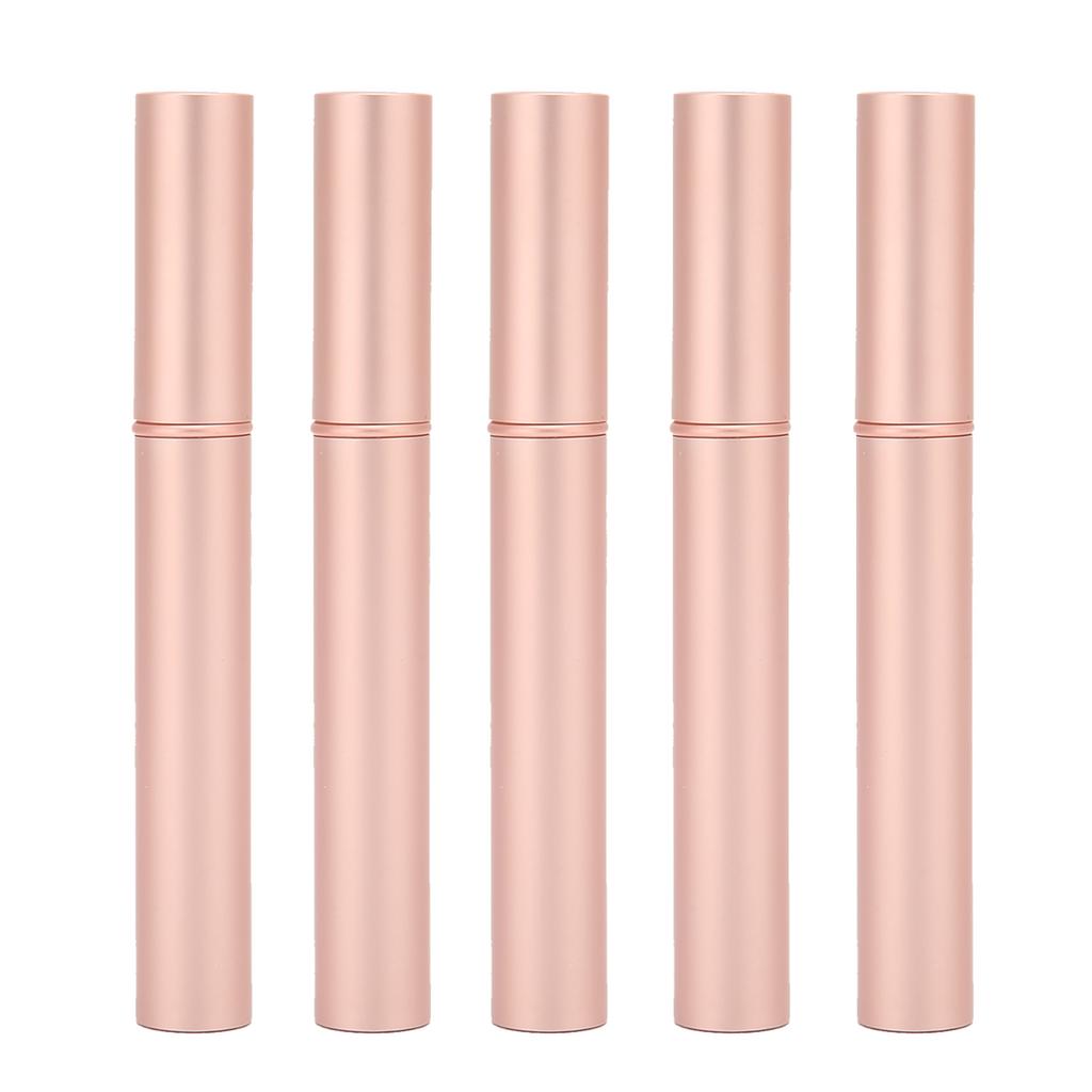 5PCS Empty Mascara Tube Rose Gold Metal Shell Soft Brush Portable Eyelash Container for Make Up