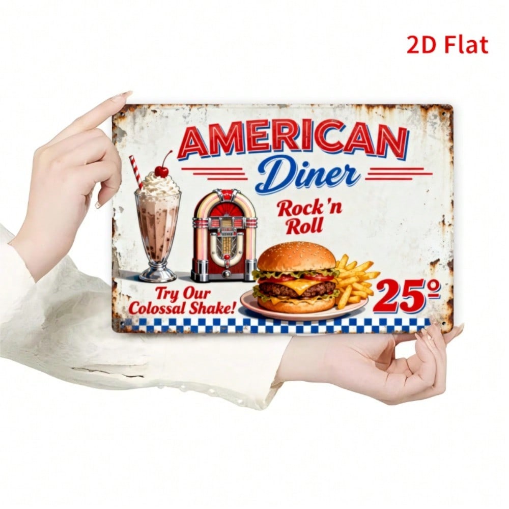 Vintage Metal Tin Sign Wall Art Weatherproof American Diner Decor 20x30