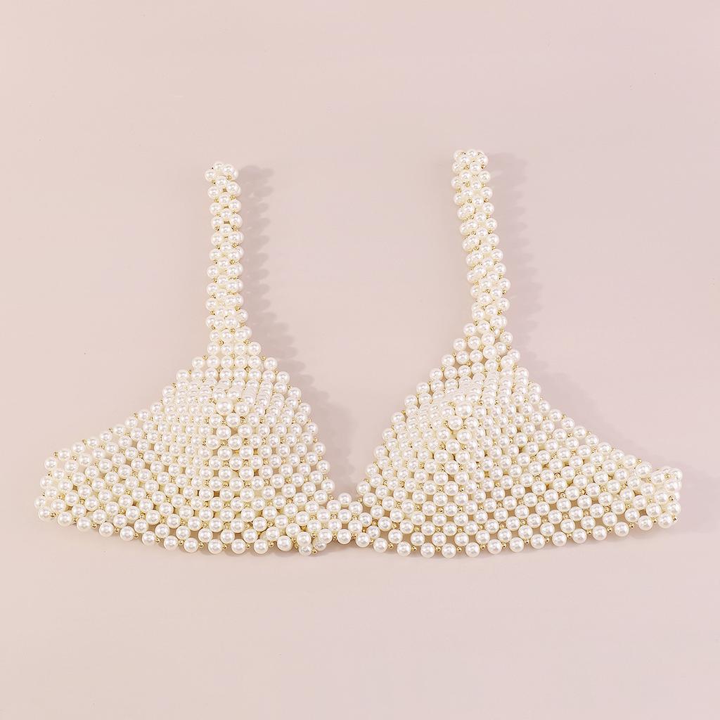Fashionable Sling Pearl Jewelry Exaggerated Heavy Work Personality Handmade Sexy Chest Ornament Body Chain