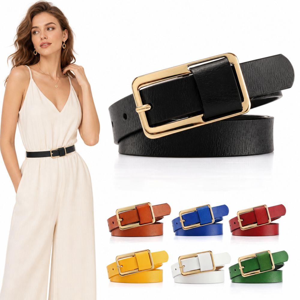 Metal Buckle Pin Buckle Belt Versatile Thin Leather Belt Fashion Genuine Leather Belt For Women