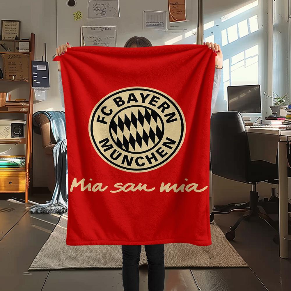 1 szt. Koc flanelowy z nadrukiem FC Bayern Monachium, Wysoka jakość, Na wszystkie pory roku, Wystrój domu, Ciepło i komfort, Idealny na prezenty świąteczne
