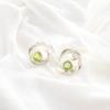 Natural Green Peridot Gemstone 925 Sterling Silver Stud Earrings For Women 0.64" CE-13-4
