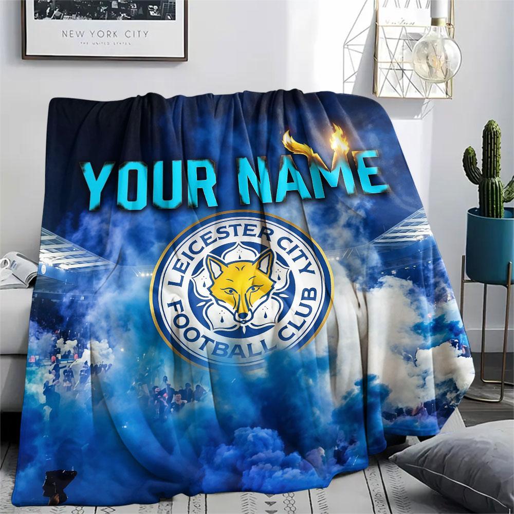 Custom Name,Leicester City FC Printed Flannel Blanket, soft throw for bedroom sofa, washable, Christmas present, great gift.