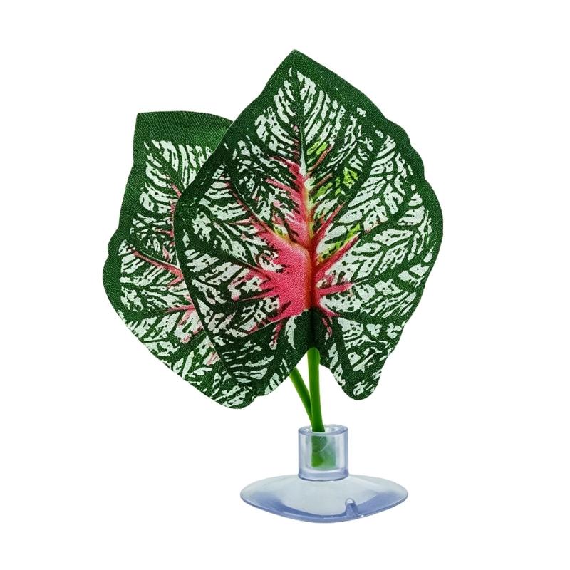 Reptiles Clear Suction Cup Artificial Plant Accent, Colorful Plastic Habitat Display Accessory for Enclosure Styling Use