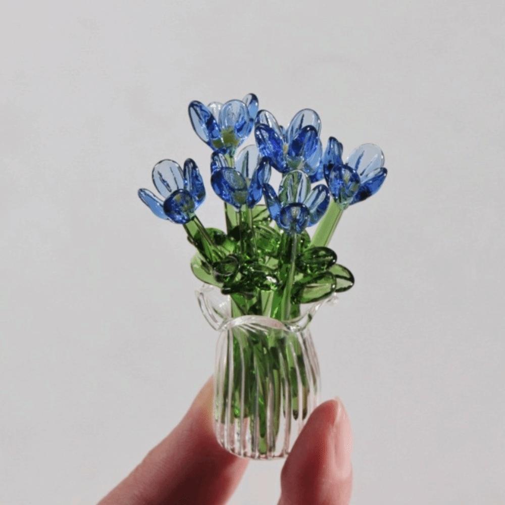 

Lovely Handcrafted Floral Sculpture Glass Flower Bouquet for Home Room Decoration 6