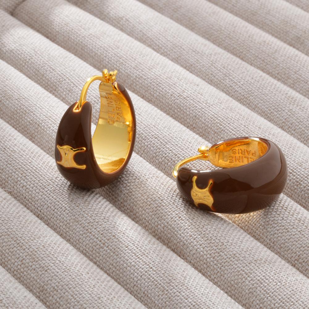 Orecchini pendenti in olio nero con arco di trionfo francese, fibbia per orecchini, placcati in rame, oro 22 carati, luce, lusso, temperamento premium, gioielli versatili per le orecchie