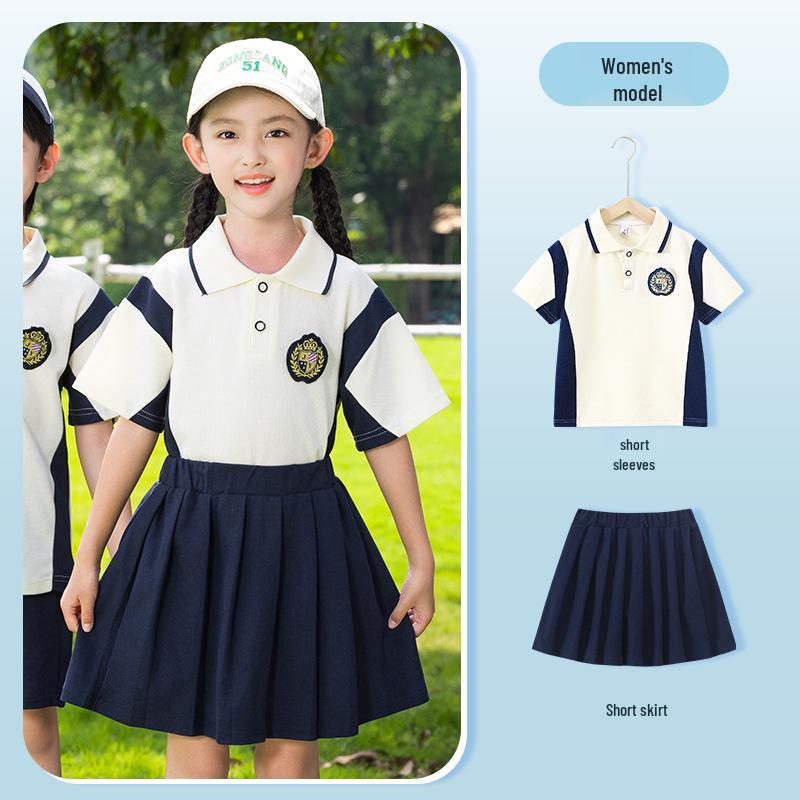 Spring-Autumn Academy-Style Navy Blue Kindergarten & Primary School Baseball Jacket Set