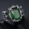 Classic Dragon Claw Blue/Black/Green/Red Zircon Big Stone Ring Men Stainless Steel Nordic Axe Viking Rings Punk Biker Jewelry