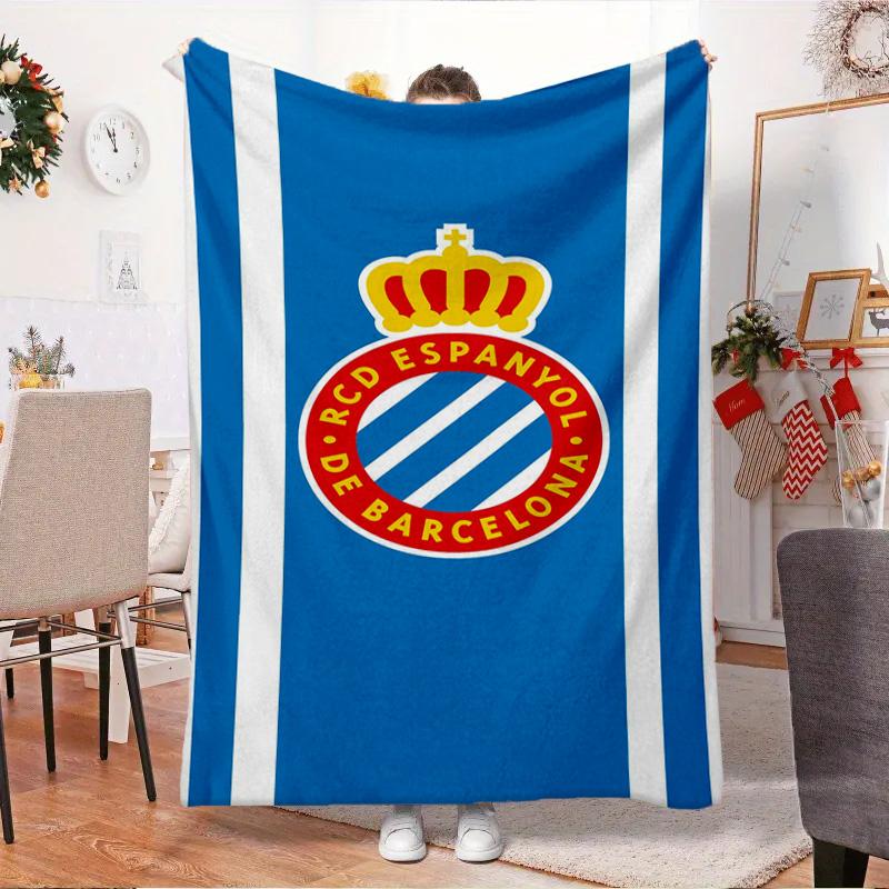 Real Sociedad Logo Ontwerp Deken Outdoor Flanellen Deken voor Kamperen, Wandelen, Tuinfeesten, Picknick Benodigdheden, cadeau voor familie en vrienden