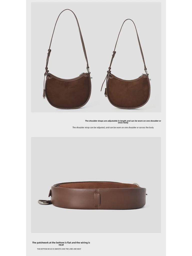 2025 Υψηλής Ποιότητας Ματ Δέρμα Μοσχαριού Τσάντα Ώμου Ημισελήνου - Ρετρό Ντιζάιν Νίχης