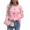 European and American autumn and winter sweater women's clothing, colored love jacquard crew neck pullover women's clothing