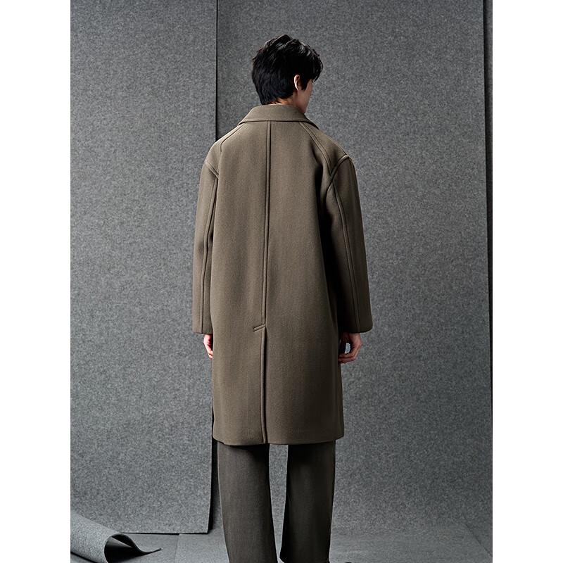 GXG Men's Deep Khaki Loose Fit Warm Commuter Long Overcoat