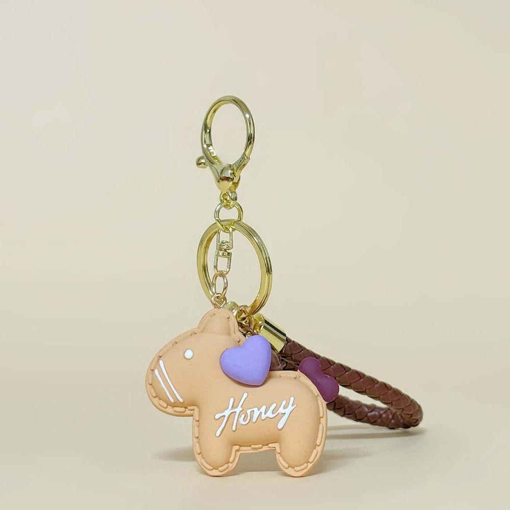 Small Bell Horse Pendant Heart New Year Keychain Fashion Bag Pendant Ornaments  Bag Decor