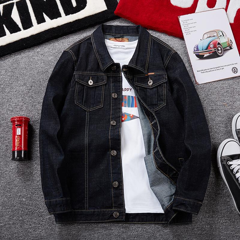 Мужская джинсовая куртка большого размера, потертая повседневная куртка, свободная удобная винтажная куртка M