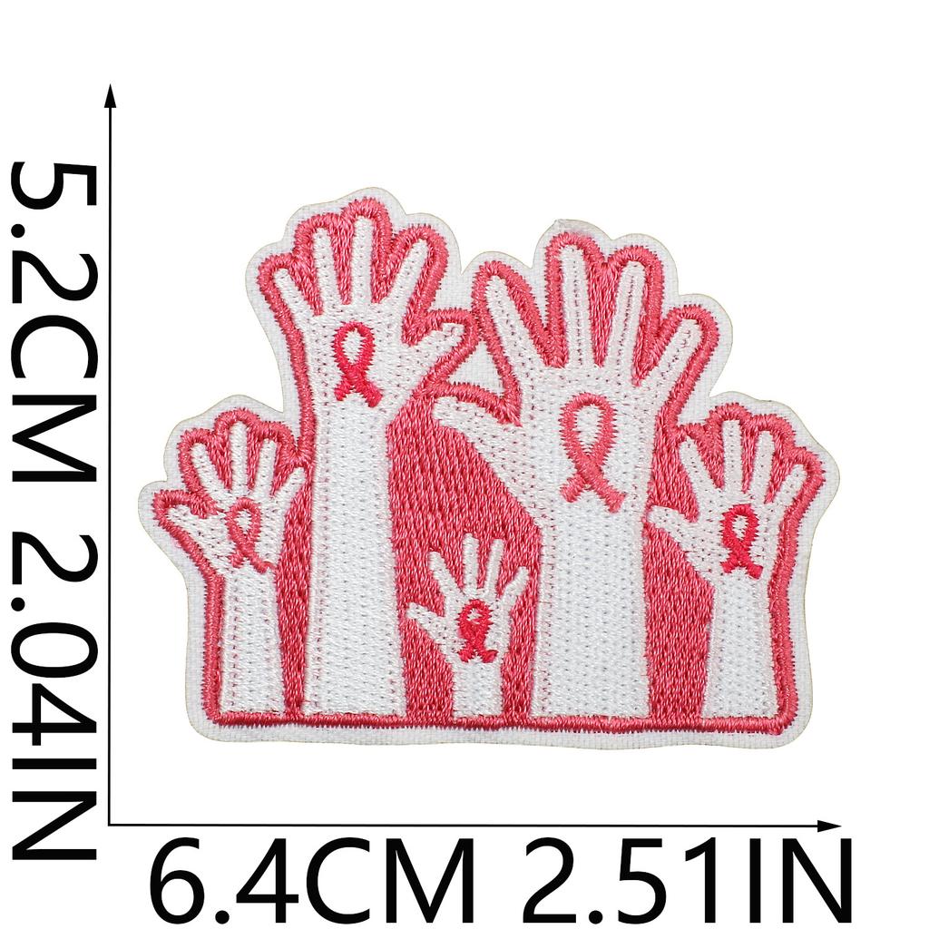 Health Day Embroidery Sticker Caring For Women Zhang Zai Computer Embroidery Label Clothes Bag Decoration Pink Ribbon Patch Sticker